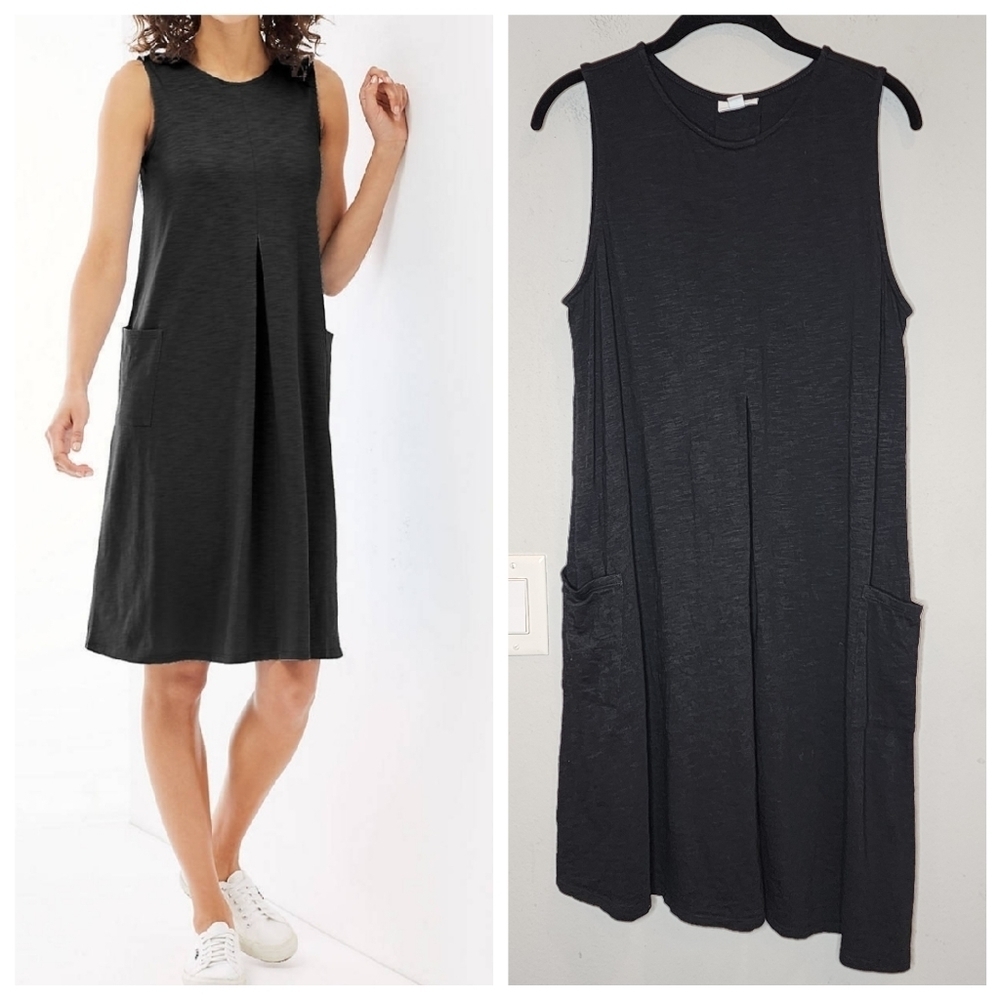 J. Jill black sleeveless center‎ pleat dress with pockets. Women's size medium .